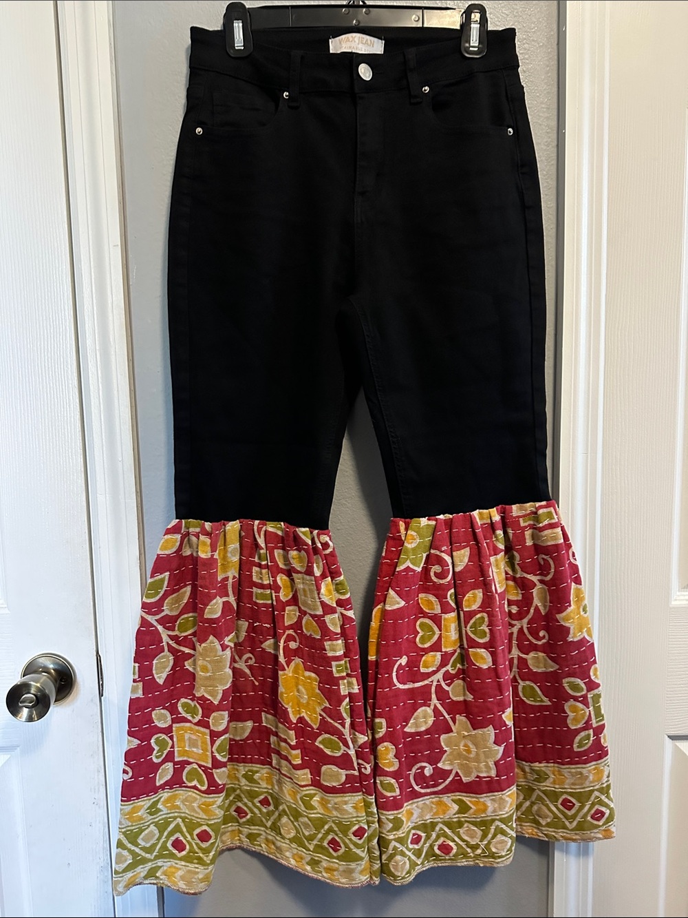 NWOT Upcycled Kantha Bell Black Jeans